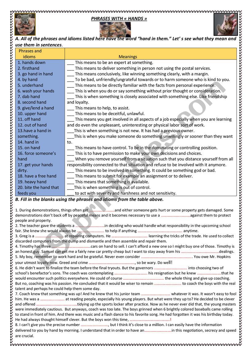 Phrases and expressions with the word 