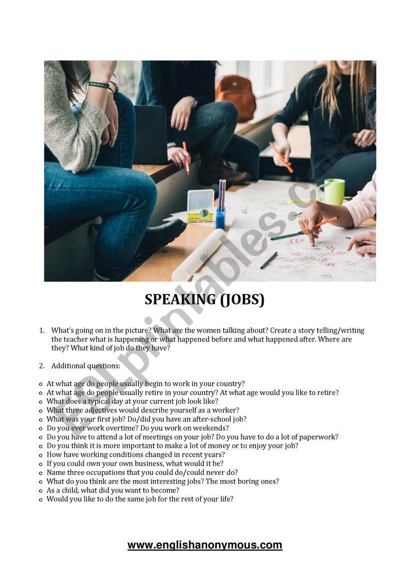 JOBS speaking worksheet