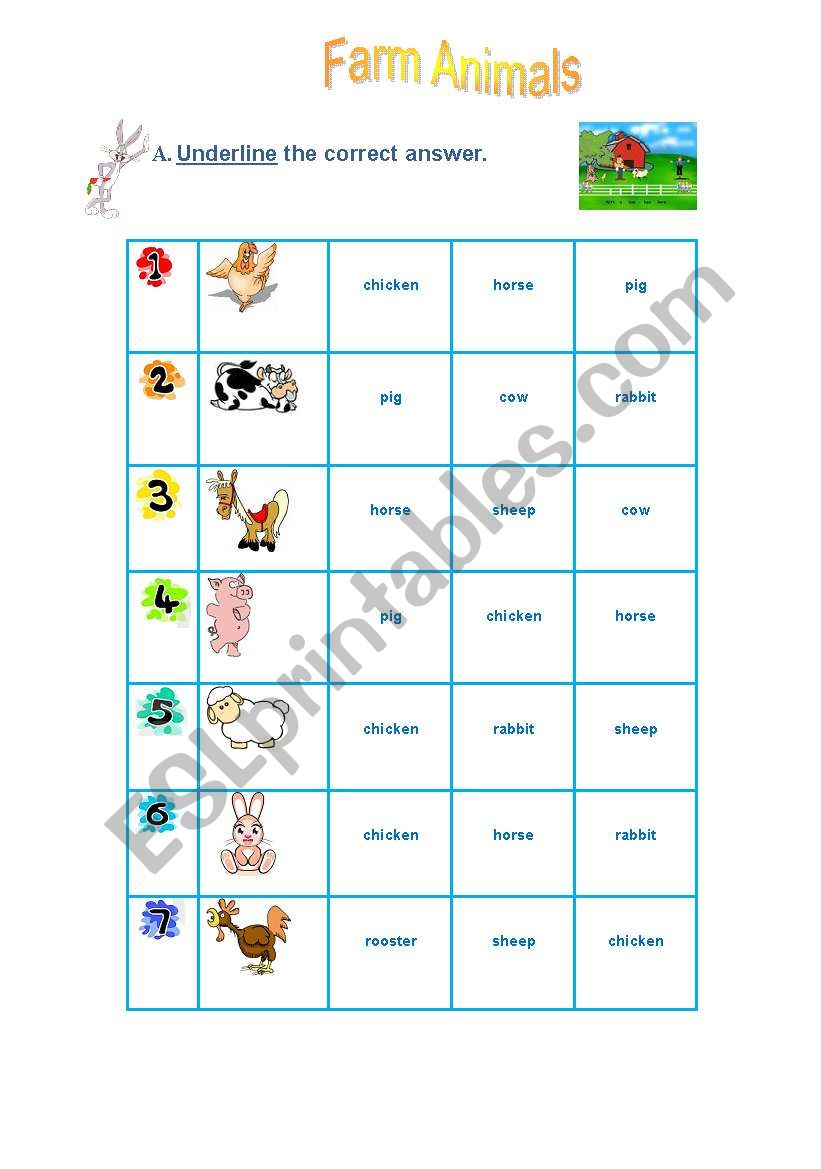 farm animals worksheet