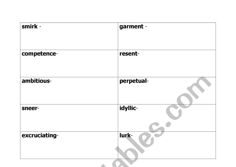 Vocabulary words for ï¿½Boyï¿½ an autobiography by Roald Dahl.