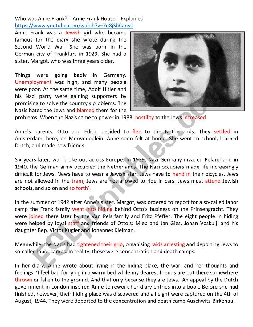 who-was-anne-frank-esl-worksheet-by-richardtucker