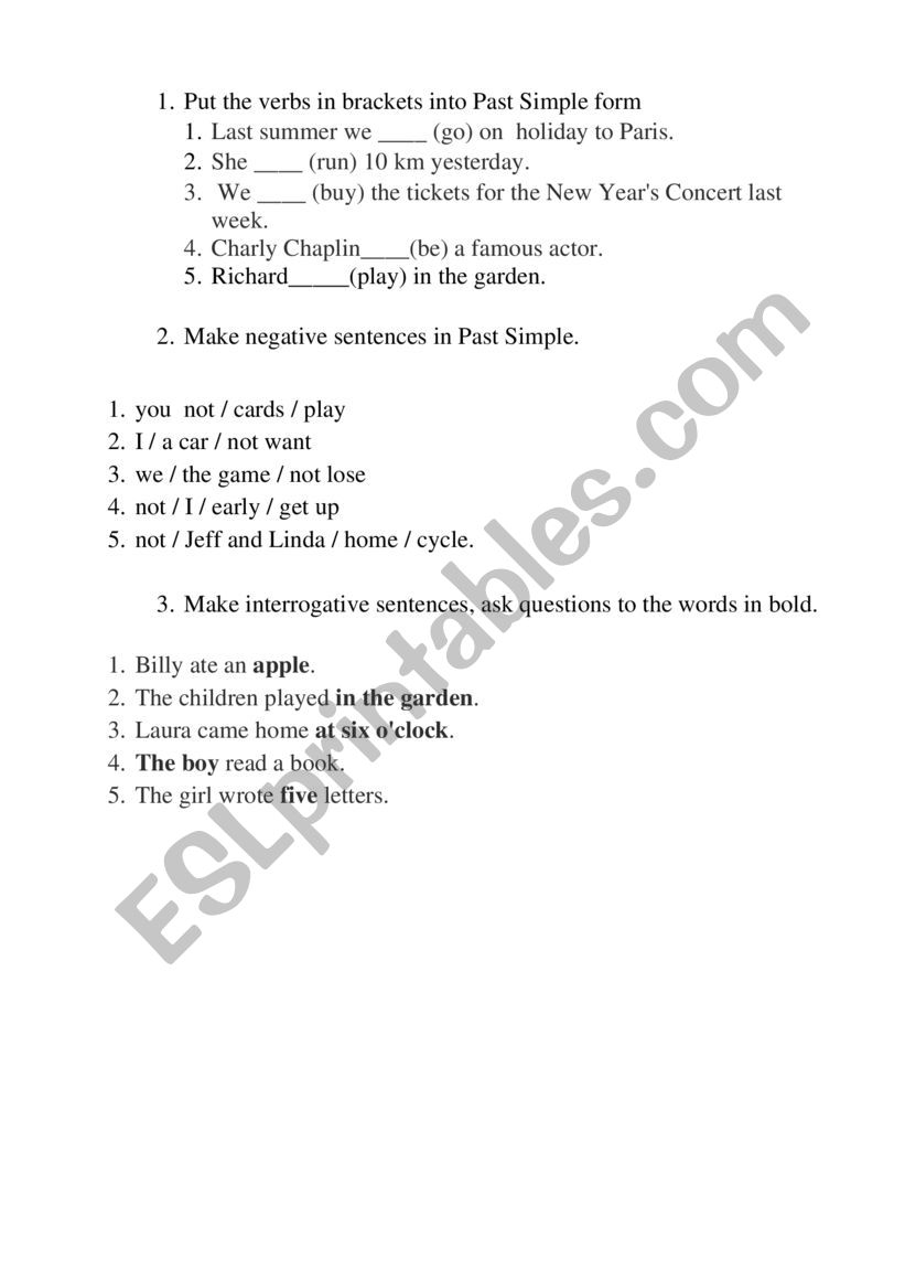 Past Simple  worksheet