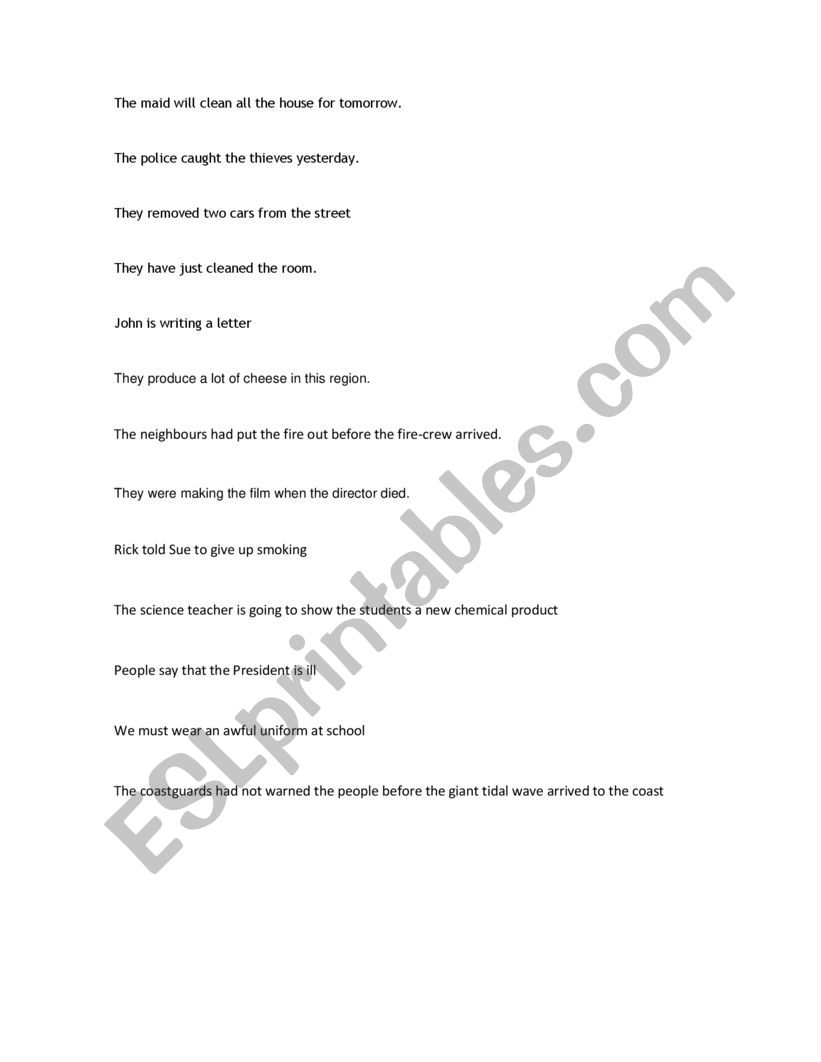 Passive Voice worksheet