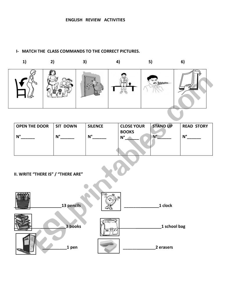 english primary activities worksheet