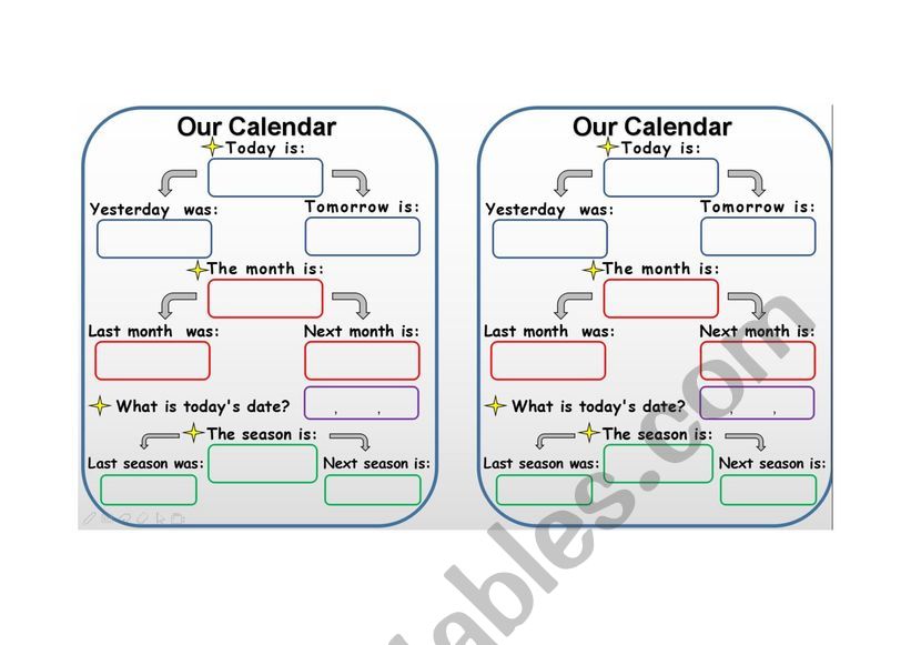 Calendar worksheet