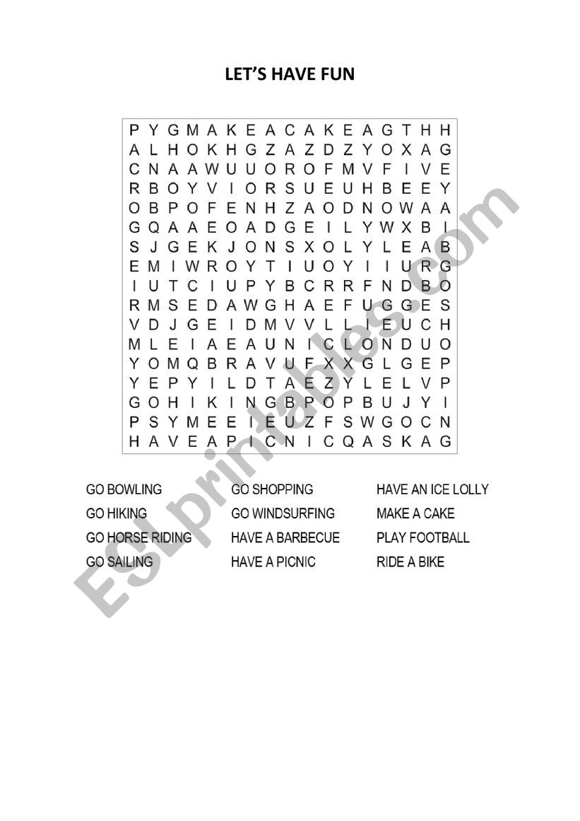 Let�s have fun worksheet