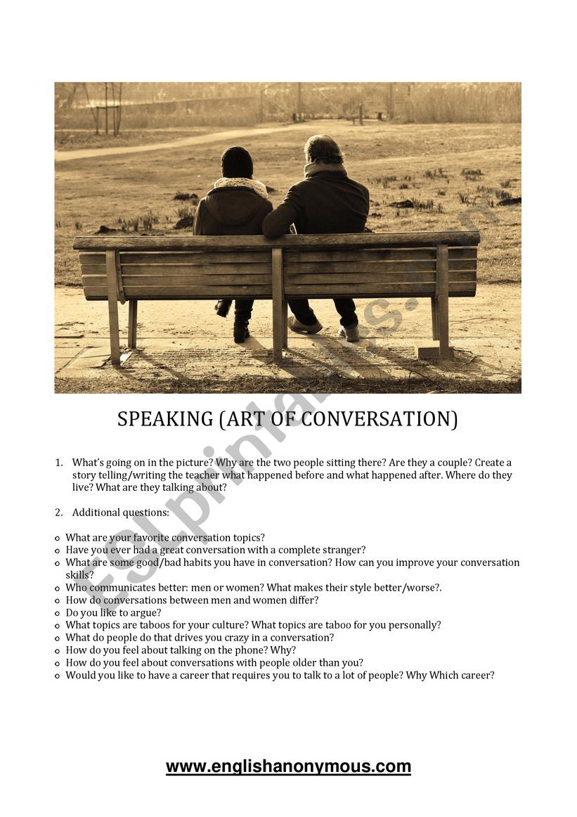 ART OF CONVERSATION speaking worksheet
