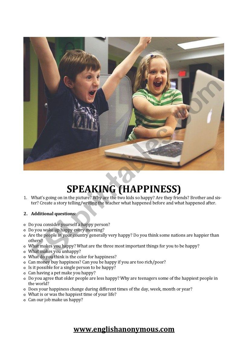 HAPPINESS speaking worksheet