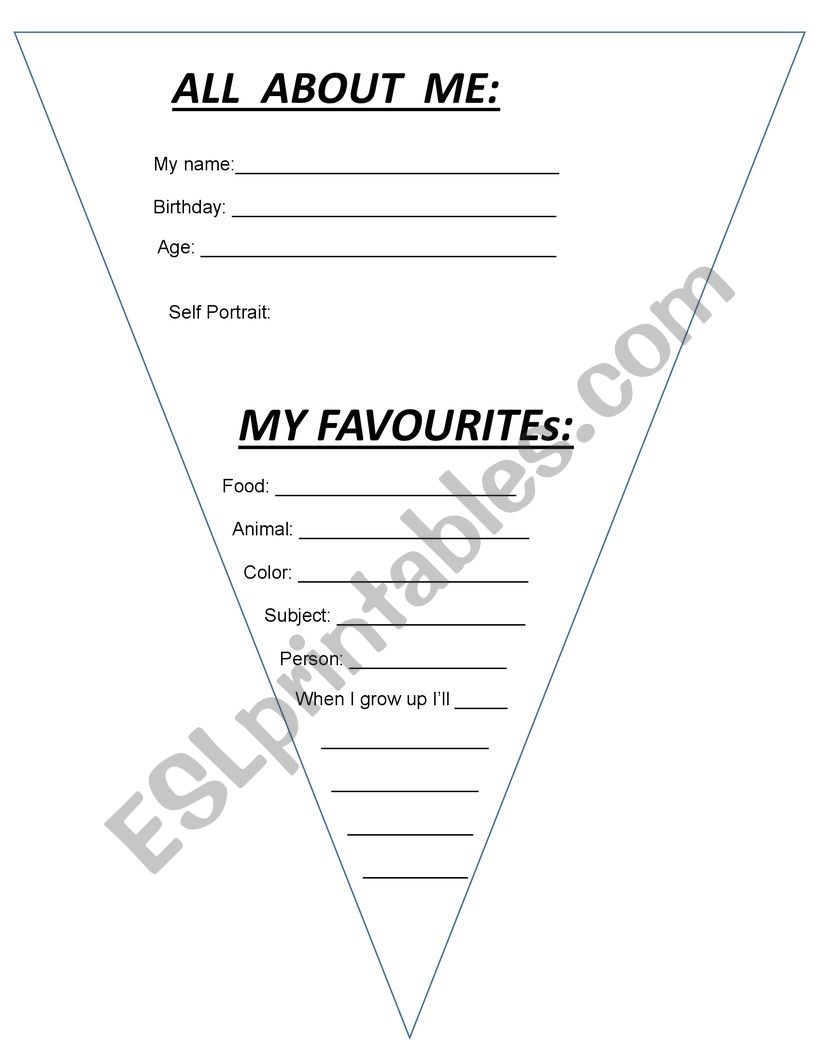 All about me worksheet