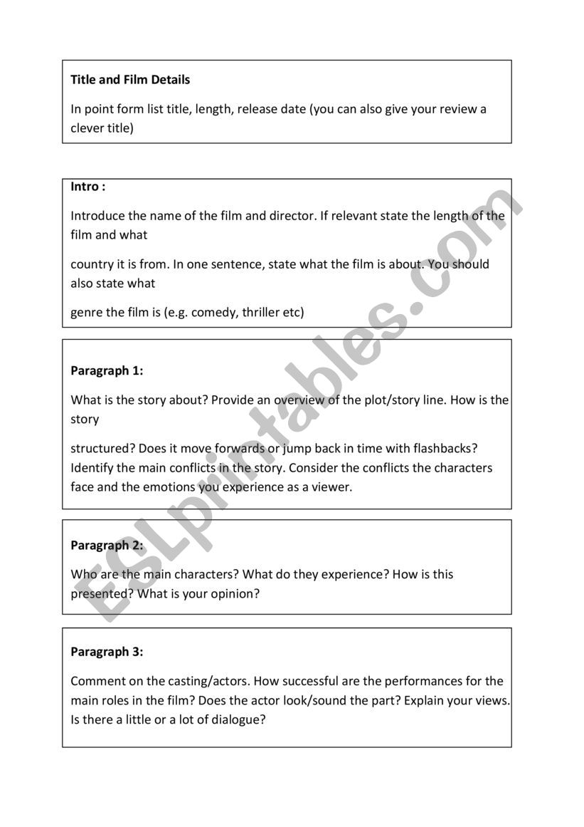 Film Review Scaffold with prompt questions