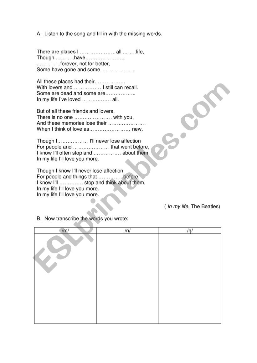 /m/ /n/ /ŋ/ sounds worksheet
