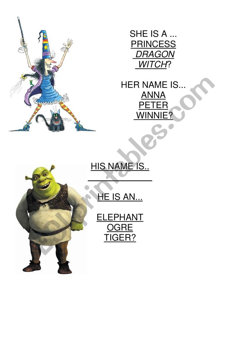 Fantasy characters worksheet