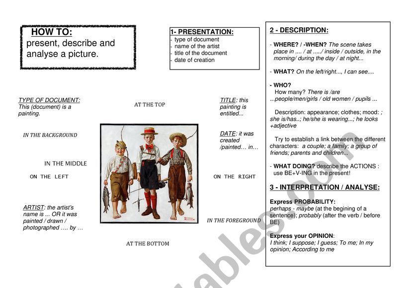 HOW TO present, describe and analyse a picture