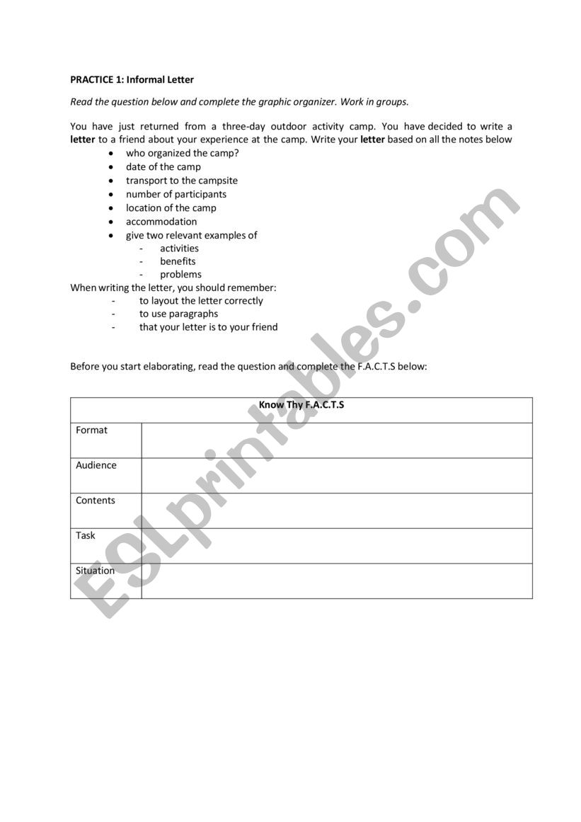 A Memorable Trip worksheet