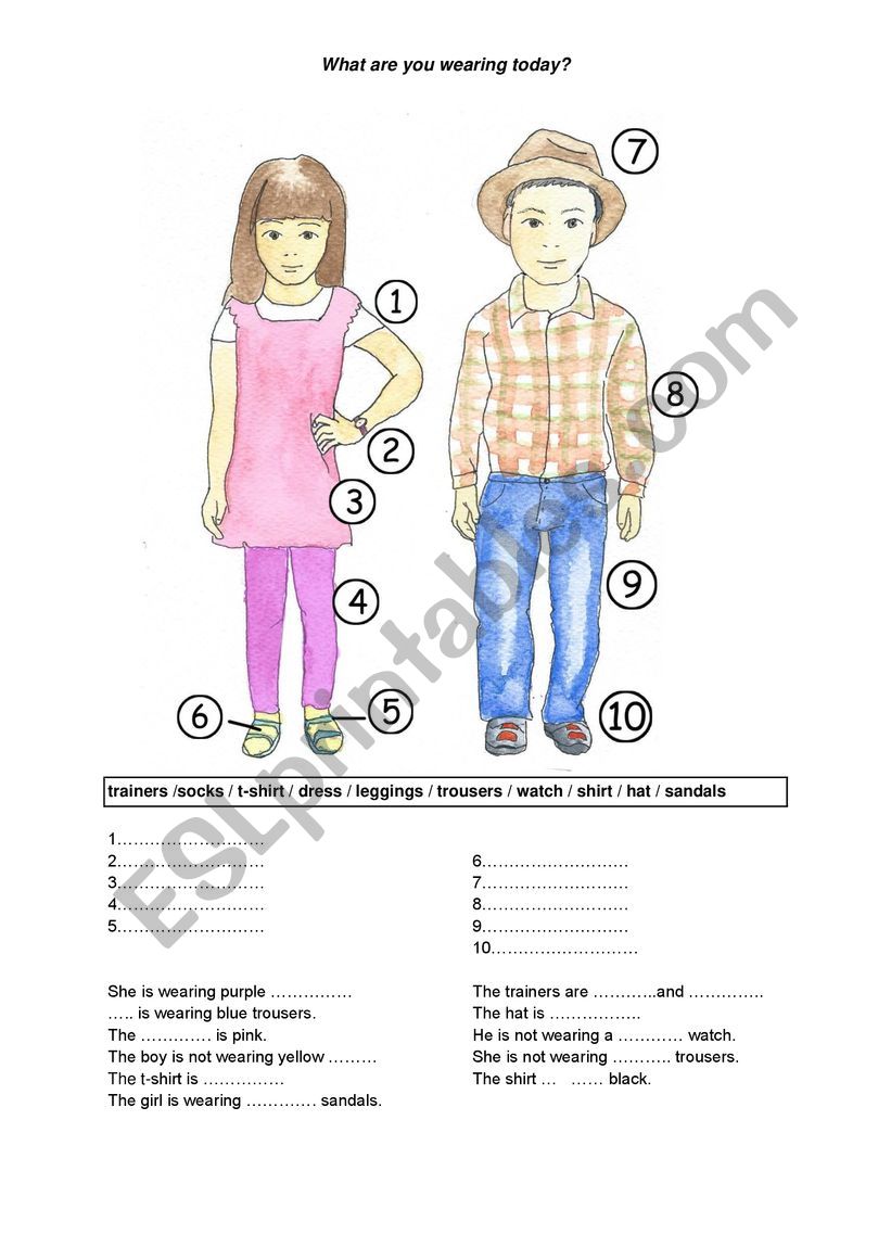 What are they wearing? worksheet