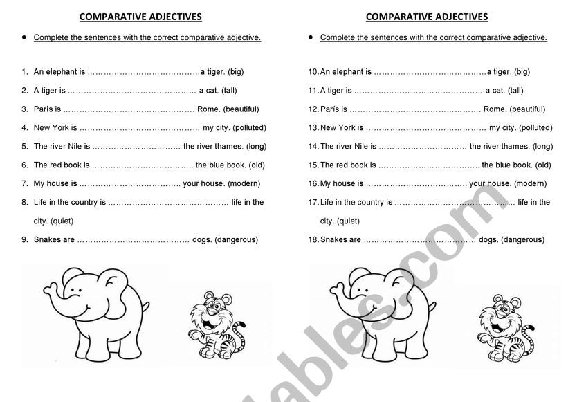 COMPARATIVE ADJECTIVES worksheet