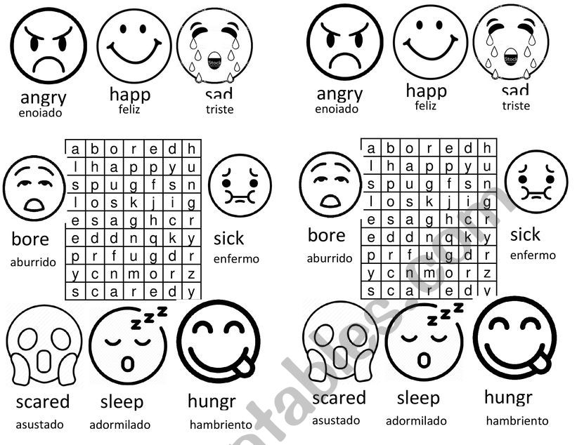 Feelings and emotions worksheet