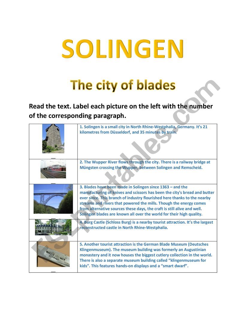 The city of blades worksheet