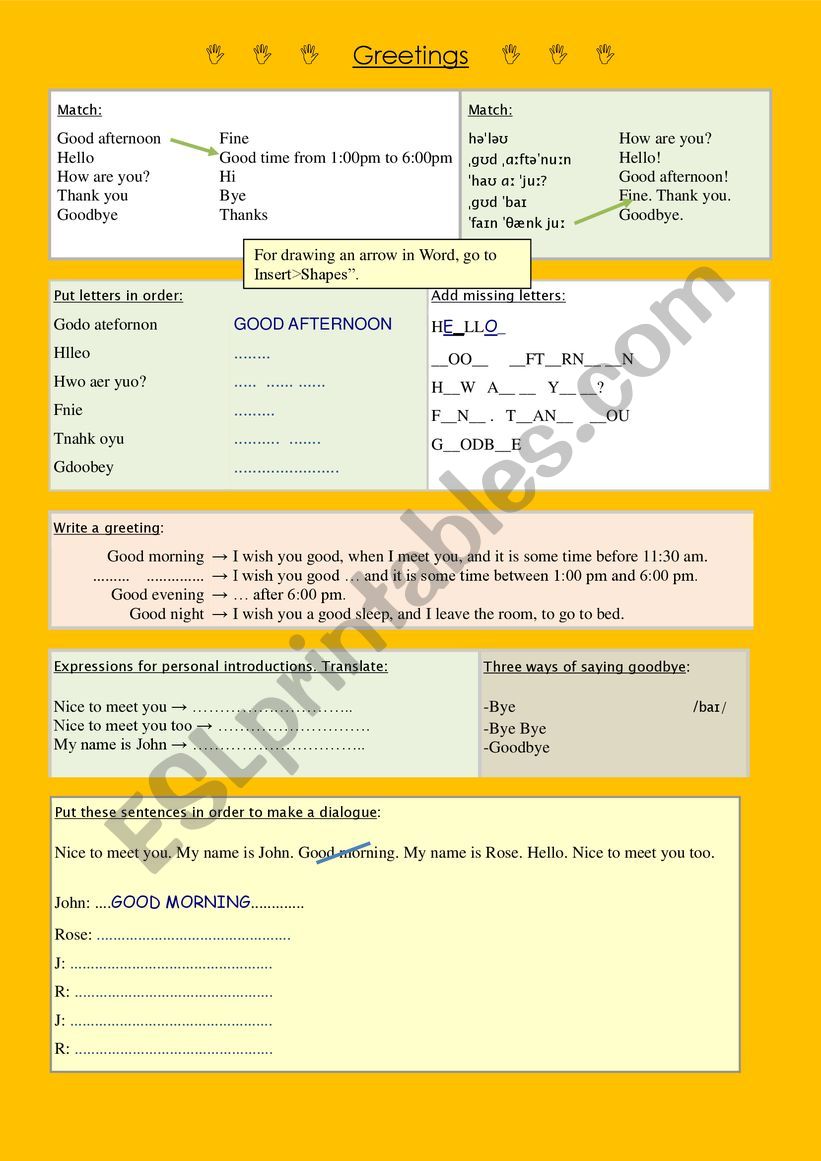Greetings - Introductions worksheet