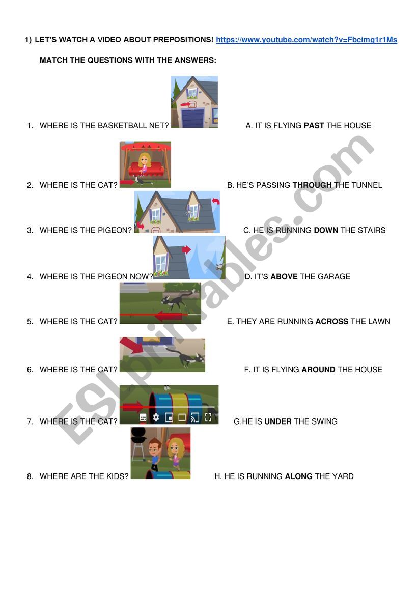 Preposition of Movement worksheet