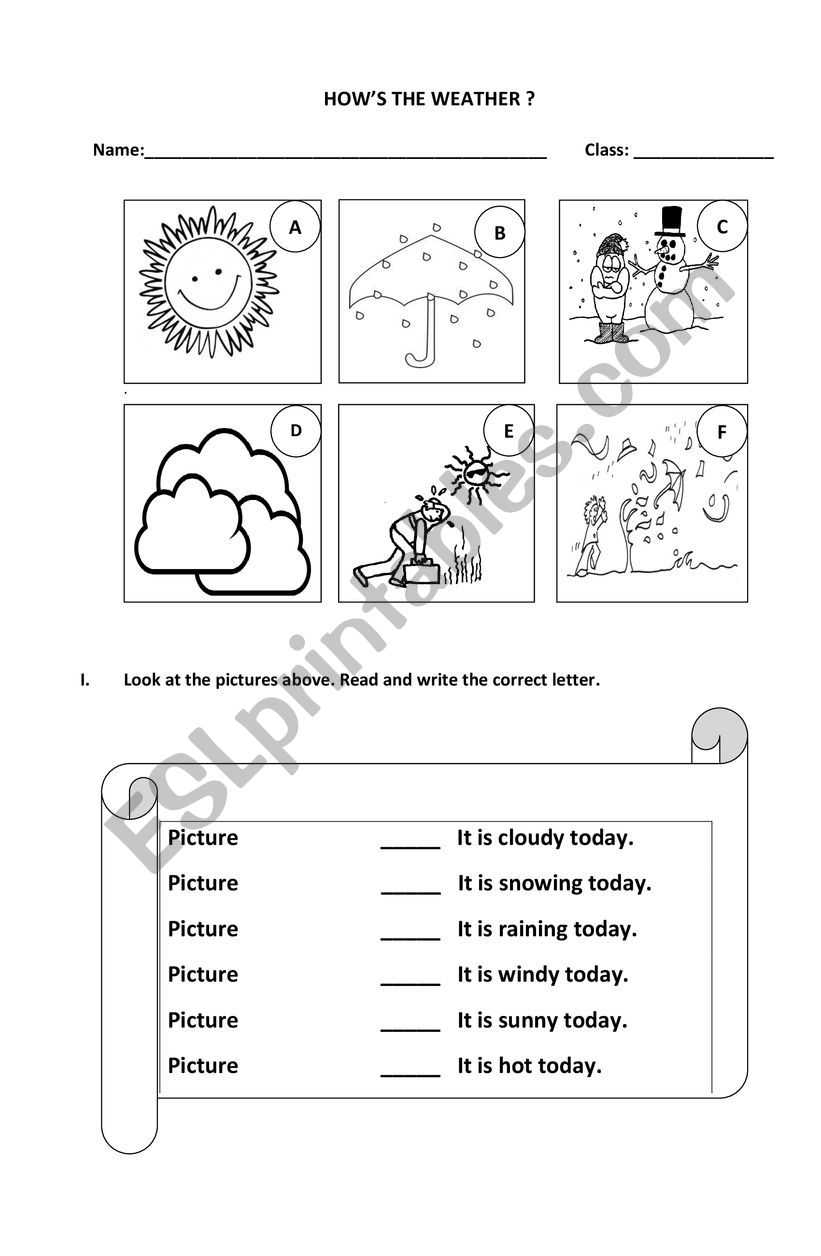 HowÃ¯Â¿Â½s the weather? worksheet