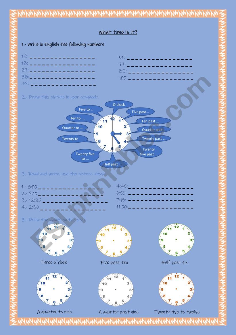 What time is it? worksheet