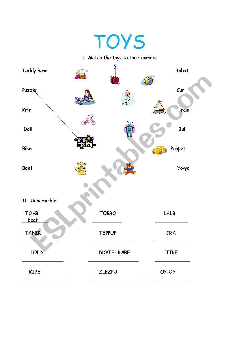 Toys worksheet