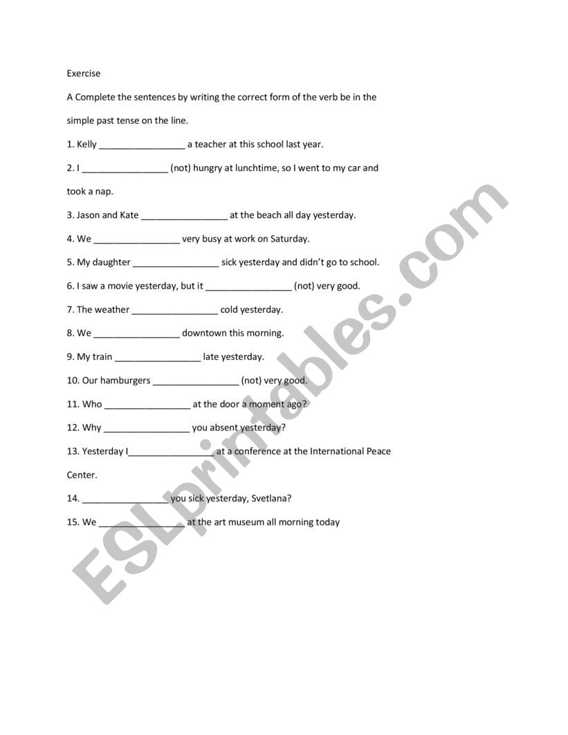 present tense worksheet