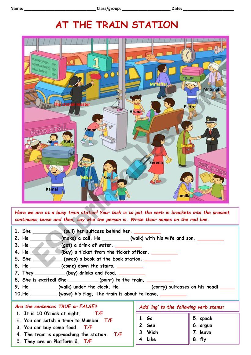 Picture description: At the train station - ESL worksheet by cunliffe