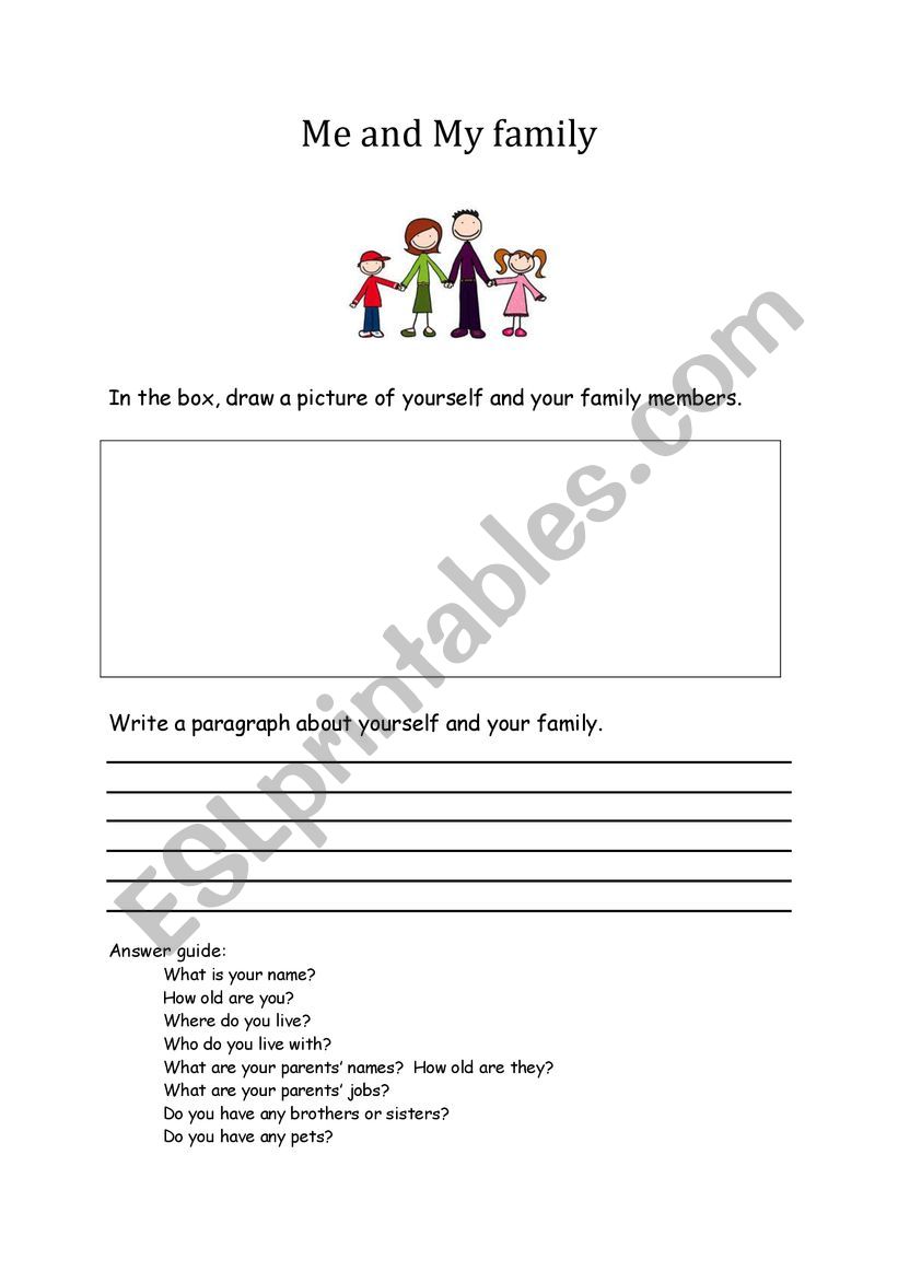 My and My family worksheet