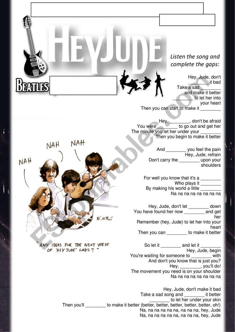 Hey Jude The Beatles worksheet