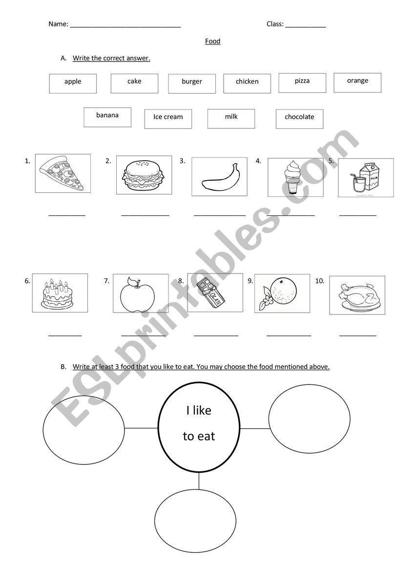 Food worksheet