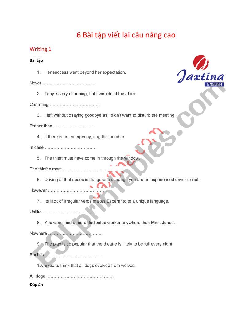 rewrite-the-sentence-esl-worksheet-by-minhchii