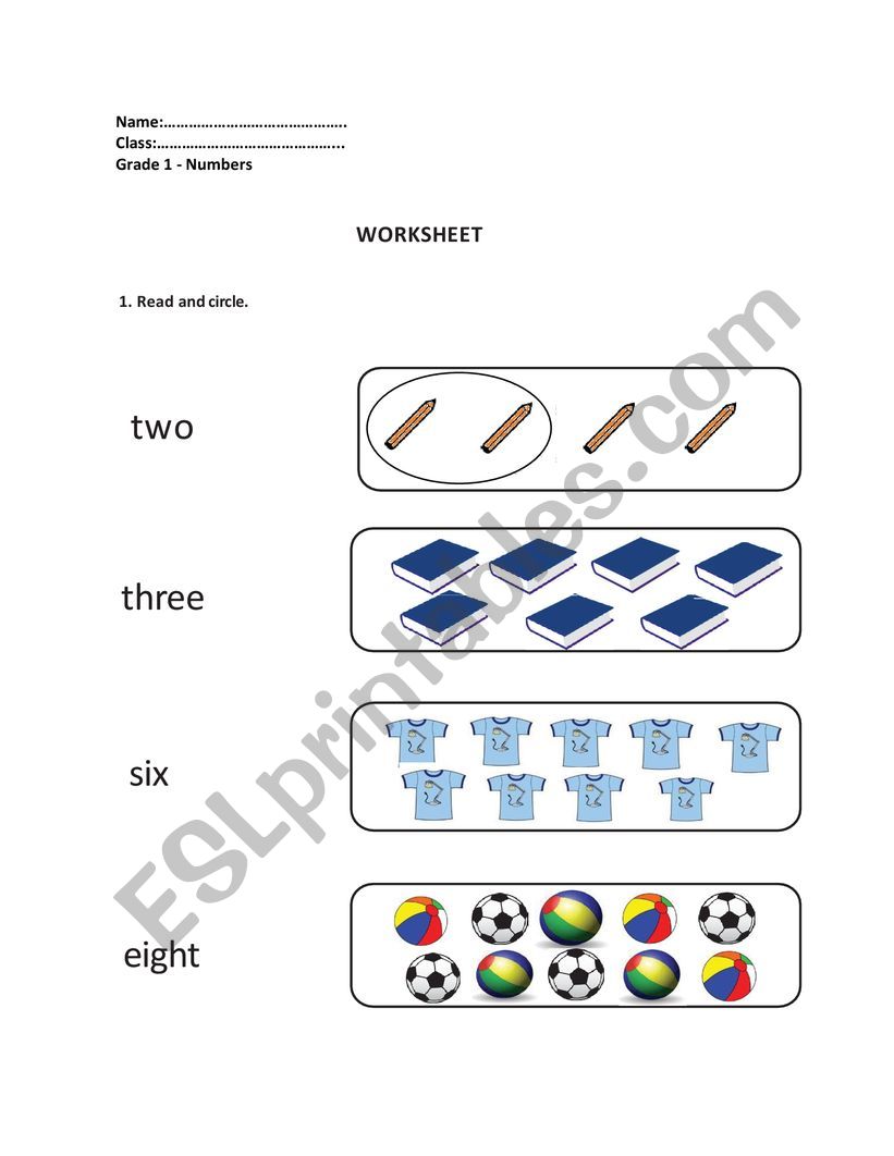 Young learner - Numbers worksheet