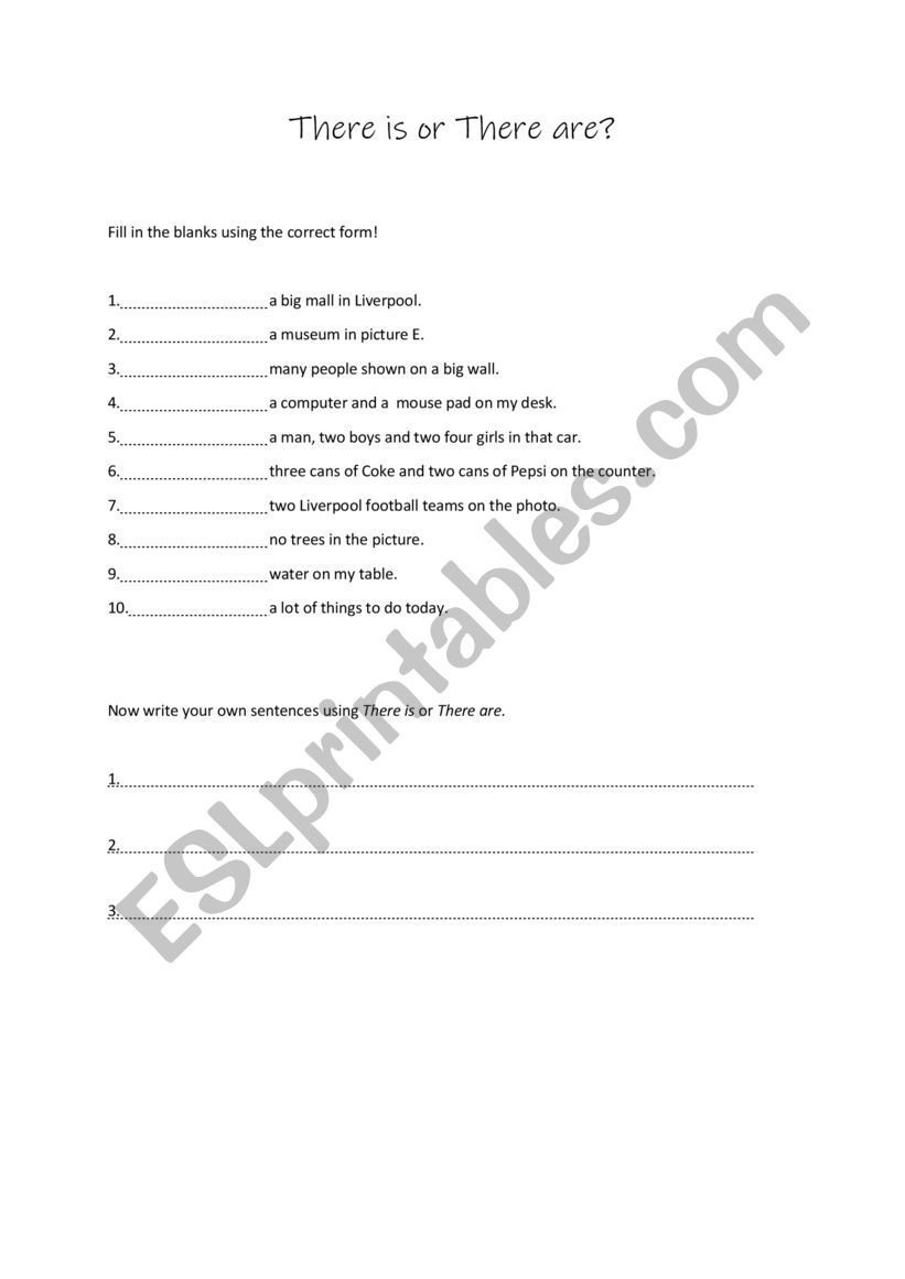 There is or There are worksheet