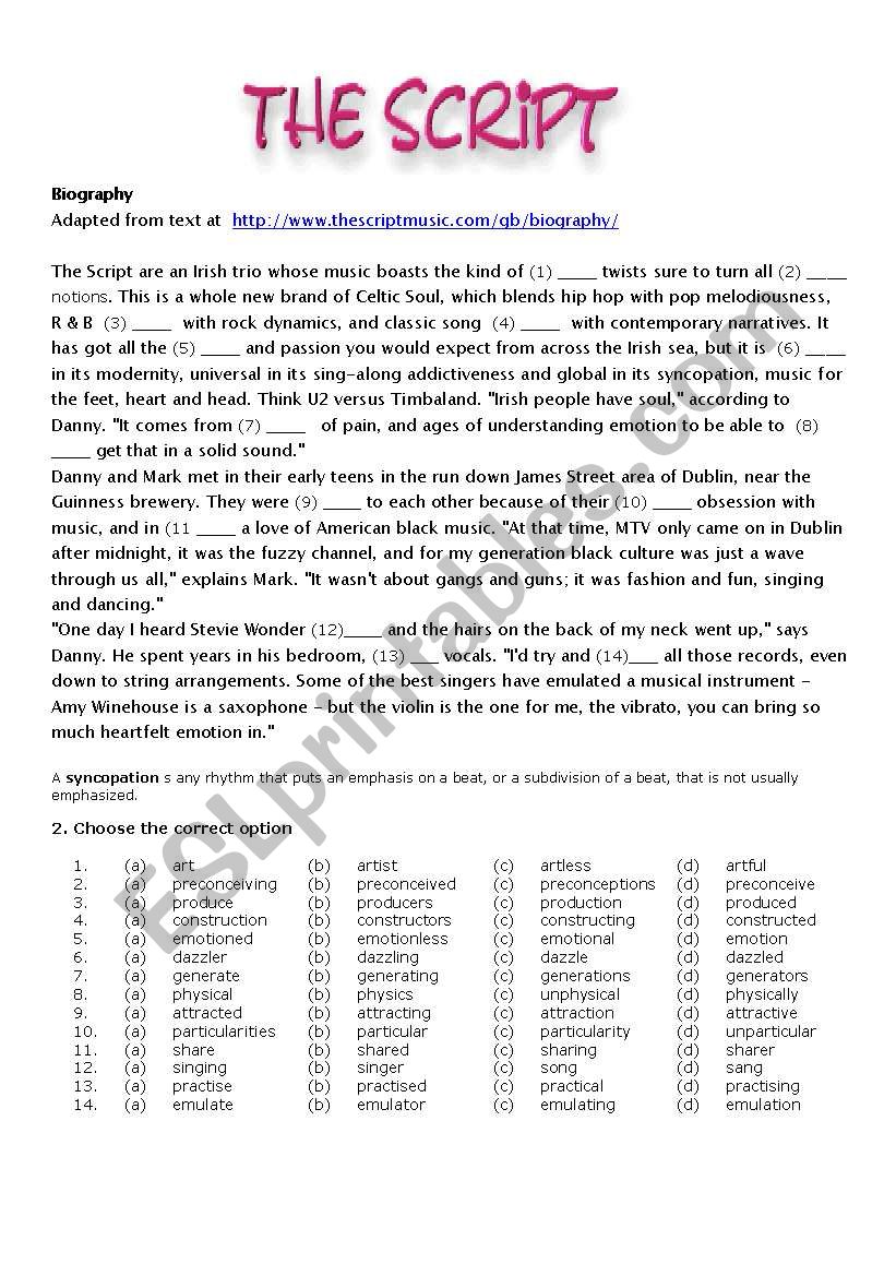 The Script worksheet