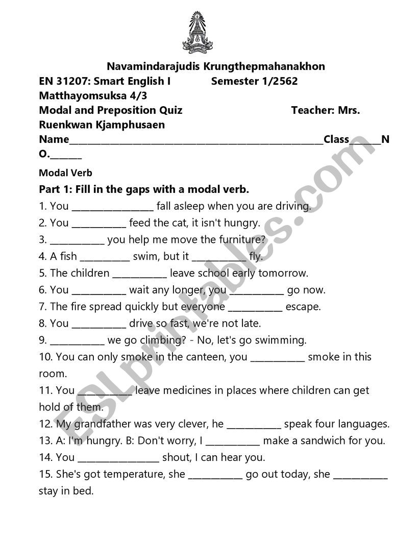 modal verb mixed  worksheet