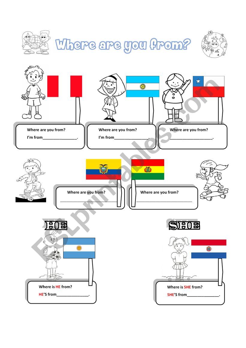 where are you from? worksheet