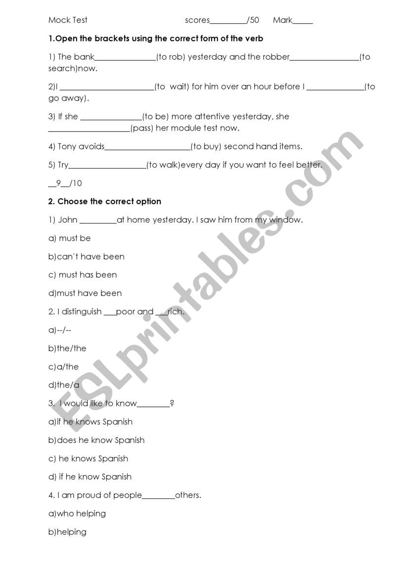 Grammar Test for Upper Intermediate