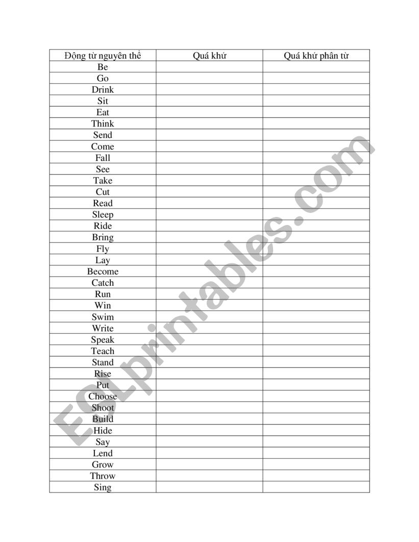 Past simple worksheet
