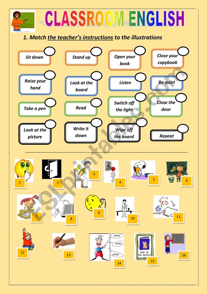 Classroom English: what the teacher usually says