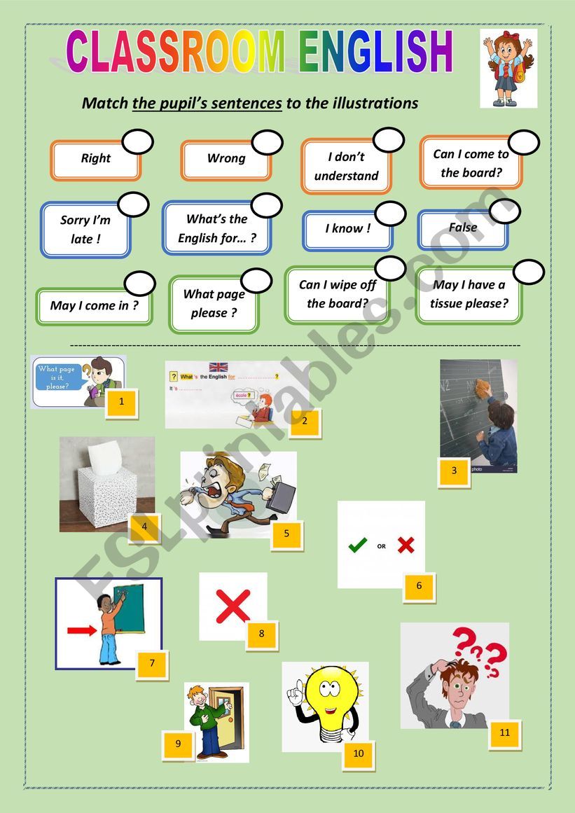 Classroom English: what pupils may say