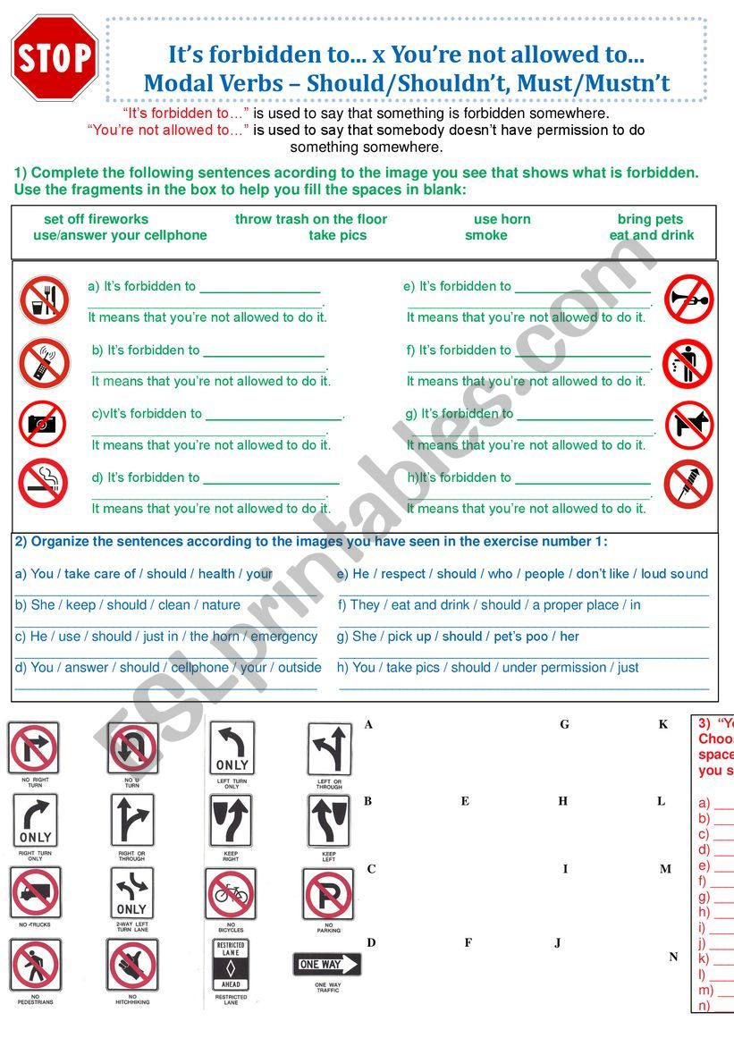 ItÃ¯Â¿Â½s forbidden to... x YouÃ¯Â¿Â½re not allowed to... 