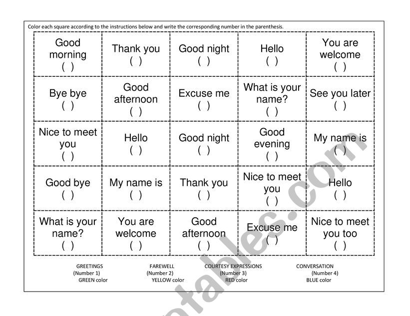 Greetings, farewell and courtesy expressions