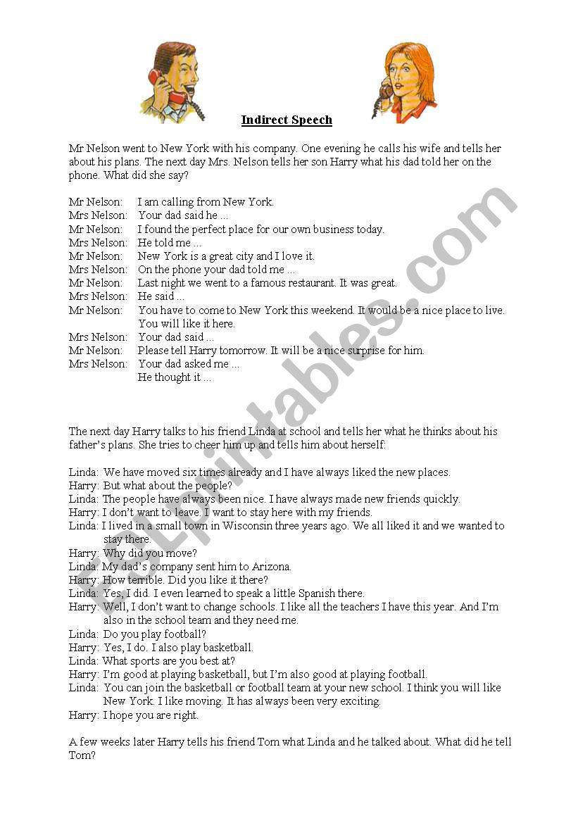 Reported Speech  worksheet