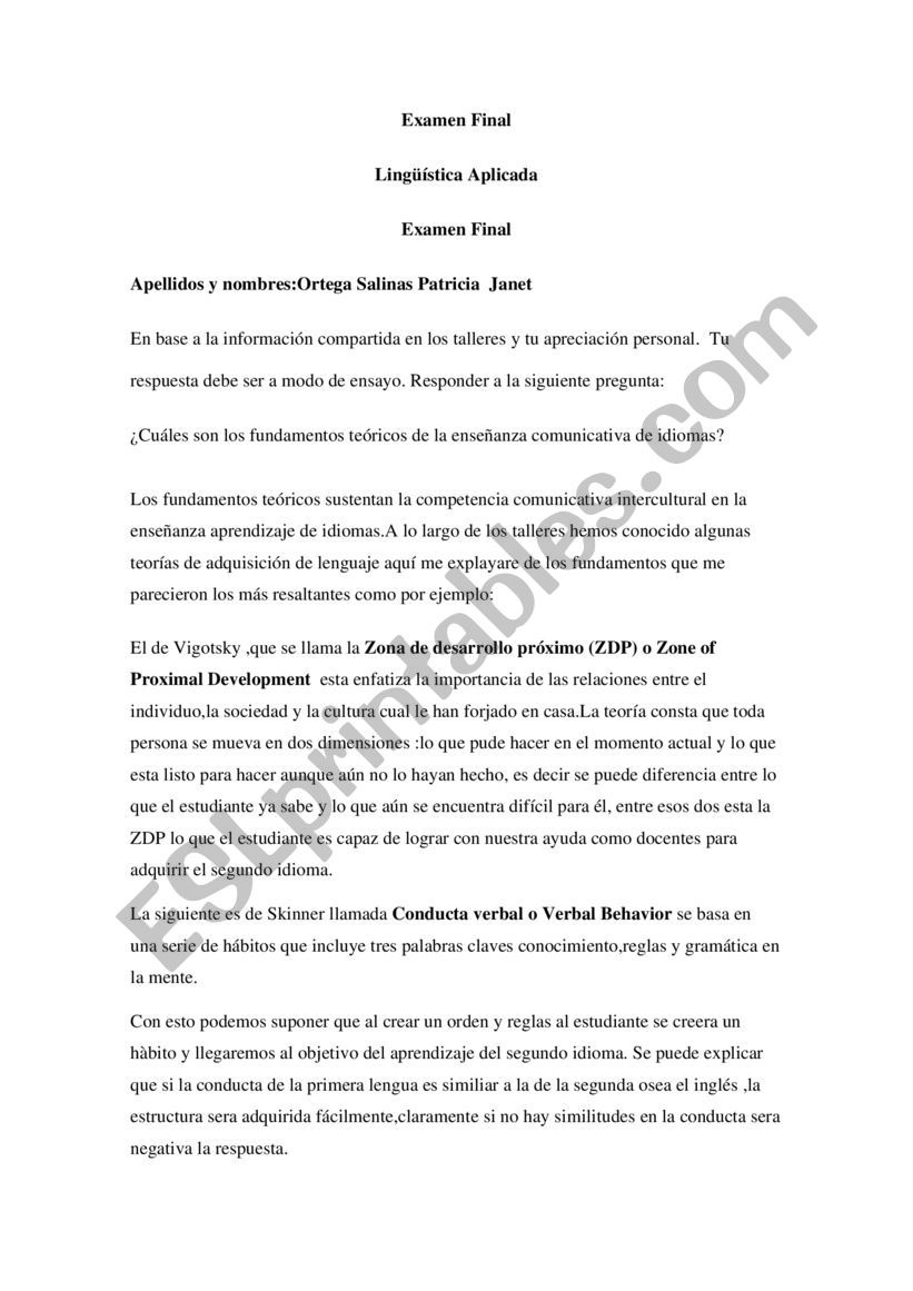 exam of project thesis worksheet