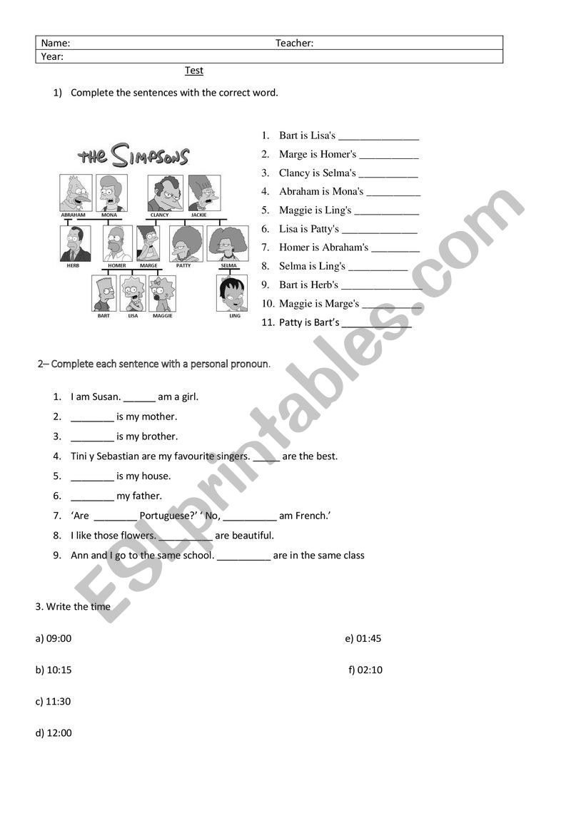 Test worksheet