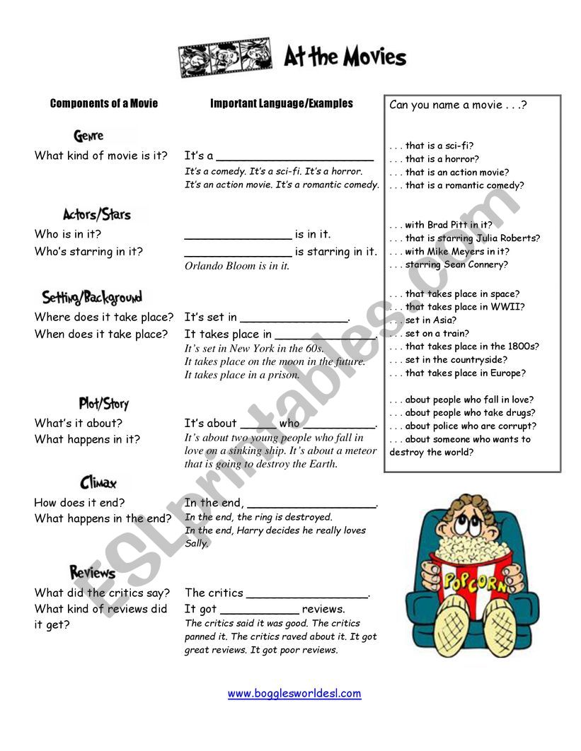 Movie language worksheet