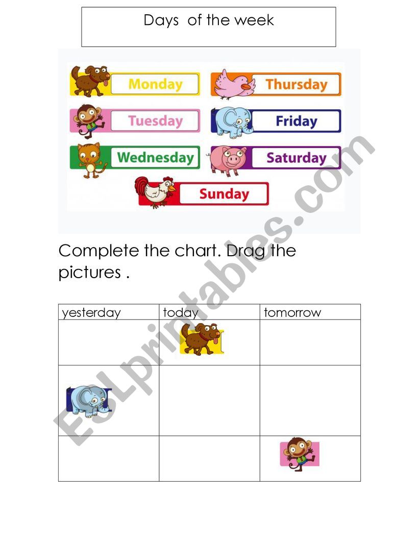 Days of the week worksheet