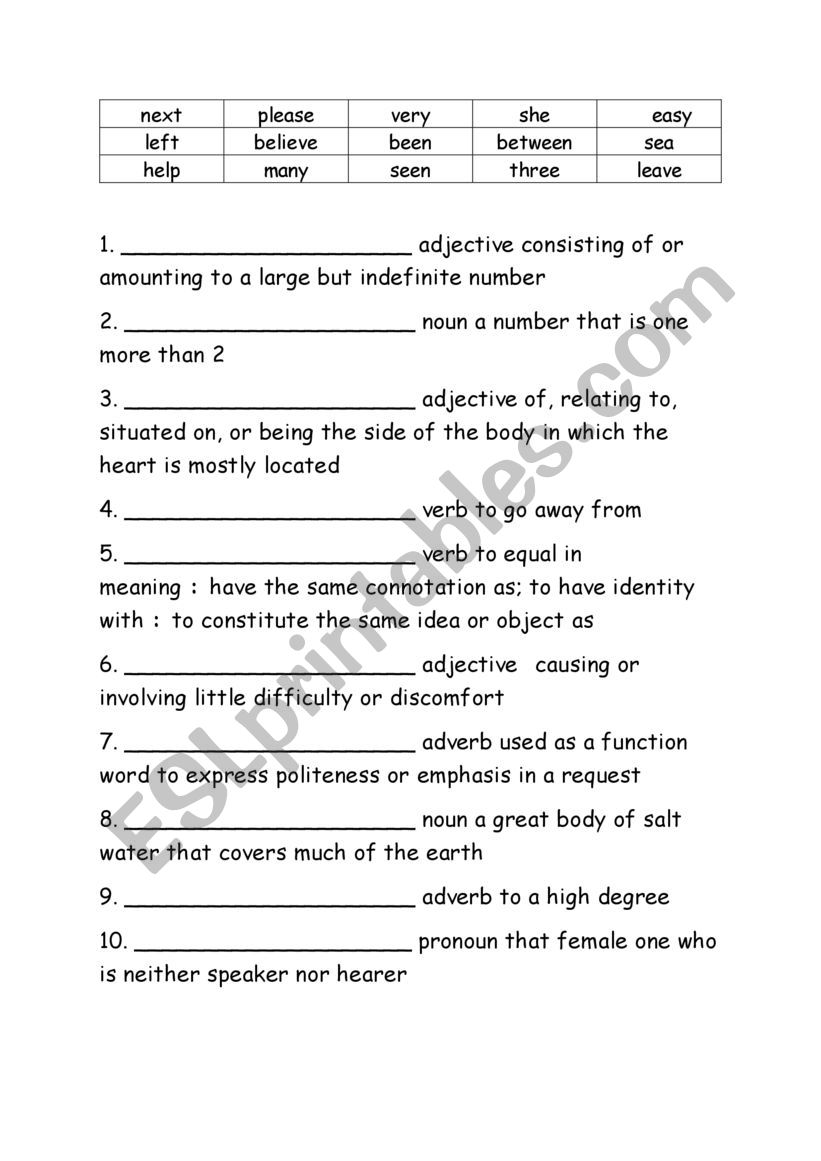 Spelling Words Definitions Grade 3 Week 2